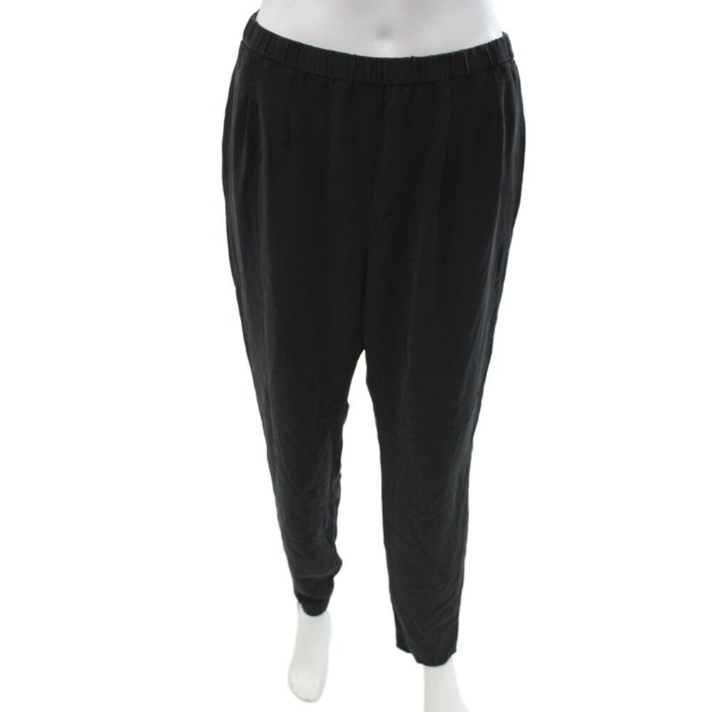 Eileen Fisher Women Black Silk Ankle Pants Pull On Minimalist Size S